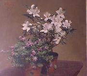 Henri Fantin-Latour Violetas y Azaleas painting
